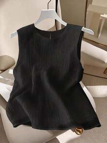 de tirantes de unicolor casual de talla grande, verano - Negro - Ver 1
