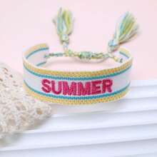 1pc SUMMER Bohemian Vacation Style Handmade Woven Bracelet Festival Gift Party Beach Travel Wear Boho Wristband - Multicolor - View 2