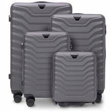 W WINGS مجموعة أمتعة عائلية كبيرة أو حقيبة سفر 14 بوصة 16 18 20 24 28 بوصة ABS+ | قفل مركب، مقبض تلسكوبي، جودة عالية، عجلات دوارة 360° - رمادي - مشاهدة 15