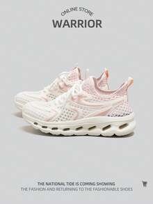 WARRIOR 1双女士运动低帮网面跑步鞋 - 白粉 - 查看 1