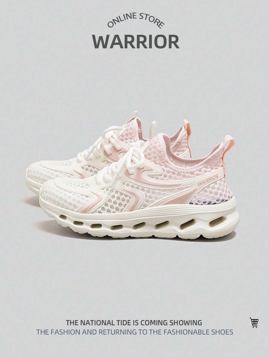WARRIOR 1双女士运动低帮网面跑步鞋 - 白粉 - 查看 1