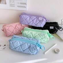 1pc Candy Color Makeup Bag, Travel Portable Cosmetic Storage Bag, Large Zipper Student Stationery Pencil Case - Multicolor - View 2