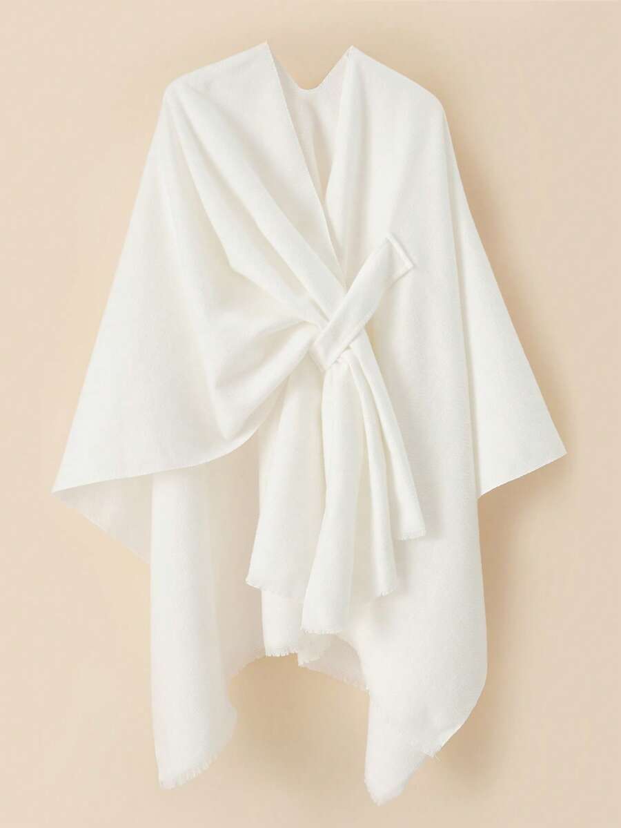 1pc Women's Fashionable Buckle Decor Shawl Cardigan Jacket - White - View 1