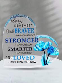 2D Heart Shaped Acrylic Keepsake Plaque, Inspirational Quote Desk Decor,Encouragement Gift For Daughter, Best Friend,Sister,Wife,Mom, Motivational Home Office Decoration,Blue Floral Acrylic Ornament,Birthday Gift,Graduation Gift,Mother's Day Gift, - A - View 7
