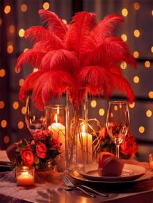 10pcs 15-35cm-6-14inch Artificial Red Ostrich Feathers For Crafts Accessories Plumes Centerpiece DIY Christmas Wedding Party Decorations Needlework And Handicrafts - A - View 5