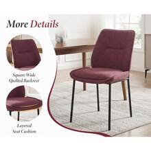 Chairus Modern Dining Chairs Set Of 2 Upholstered Kitchen Chairs In Chenille With Metal Legs For Dining Room/Kitchen/Bedroom - Burgundy - View 7