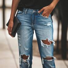 Jeans ajustados rasgados para mujer - Color de la imagen - Ver 4