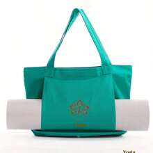 Minimalist Artistic Lotus Yoga Bag, Large Capacity Waterproof Canvas Gym Bag, Versatile For Class, Commute, Workout, Portable Storage Tote - Multicolor - View 8