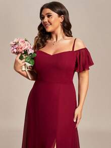 EVERPRETTY Đầm phù dâu màu đỏ tía thanh lịch, lãng mạn, quyến rũ, hở vai, cỡ lớn, phù hợp cho khách dự đám cưới mùa hè hoặc tiệc Valentine. - Màu Đỏ Sâu - Xem 6
