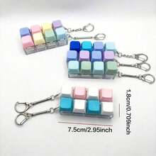 1 pieza Llavero antiestrés estilo teclado 4 en 1 con clip portátil, colgante lindo y curativo para llaves/bolso - colores mezclados - Ver 7