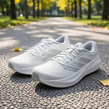 Adidas Zapatillas de running transpirables, con amortiguación, ligeras, versátiles y resistentes al desgaste, unisex - Blanco/Plata - Ver 3