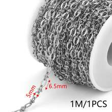 1m 304 Stainless Steel 18K Gold Plated Textured Chain, Mixed Oval And Barrel Chain Links, Suitable For DIY Jewelry Making - Chain - View 10