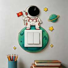 Glow In The Dark Astronaut Space Wall Stickers, Removable Waterproof Vinyl Light Switch Decals, Peel And Stick Decor For Boys Bedroom Playroom Classroom - Astronaut Glow-in-the-dark Stickers - View 5