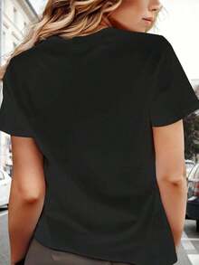 1 Piece Women's T-Shirt ST CATRICK S DAY, Casual, With Embroidered Effect, High Quality Cotton, Soft And Comfortable Fabric, Perfect For Outdoor Activities, Home, Gym, Gift Idea, Best Choice For Holidays, 180g 100% Cotton. - 黑色 - 查看 3