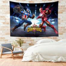1pc Classic M Arvel Contest Of Champions Tapestry C Aptain America Vs Iron Man Intense Battle Scene Living Room Bedroom Wall Hanging Decor Boys Room Gaming Room Game Room Scene Layout Game Fans Gathering Photography Background Dorm Aesthetic Art Wall Hanging Table Backdrop - Nhiều màu - Xem 5