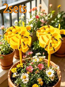 2 Sets Bee Watering Stake Garden Decor, Cute Bee Shaped Creative Garden Stakes, Outdoor Bee Waterer - Multicolor - View 7