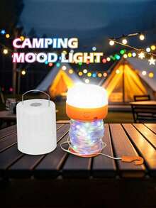 1pc USB Rechargeable Camping Light Strip, Approx. 39.3 Inches (100cm) Long, With Flashlight Function, Supports Phone Charging, 1200mAh Battery, Suitable For LED Lights Outdoor, Garden, Tent, Car, Birthday Gift, Starry Sky - Camping Lights - View 4