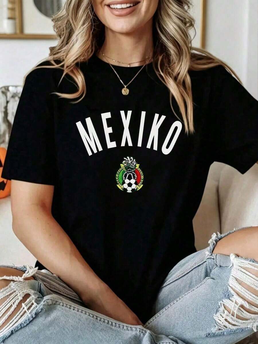 Playera de Fútbol Mujer México Bandera Nacional - Ropa para Aficionados al Fútbol Mexicano