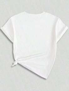 Women's Summer Tops 2026, Casual Letter And Snake Print, Round Neck, Loose And Comfortable, Women's Summer Clothes, Elegant Plus Size Tops For Women, Round Neck, 100% Cotton, Soft Fabric, Short Sleeve - 白色 - 查看 2
