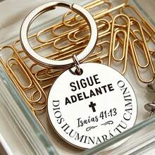Stainless Steel Inspirational Keychain, Engraved With Spanish Text, Durable And Elegant, Ideal Birthday Gift For Friends, Religious Accessory | Decorative Keychain | Durable Keychain - Silver - View 6