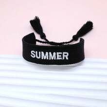 1件 SUMMER 字母手鍊 波西米亞海灘度假風友誼手繩 假日派對海邊旅行禮物 - 黑色 - 查看 3