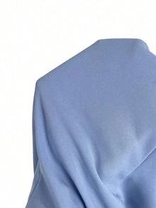 Vestido Sin Mangas Con Dobladillo Con Abertura Alta - Azul - Ver 7