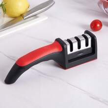 3-Stage Rapid Knife Sharpener With Non-Slip Base, Multifunctional Kitchen Knife Accessories And Tools - Black - View 3