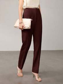 PREMIUM PANTALONES DE TRAJE AJUSTADOS CON COSTURA DELANTERA PARA MUJER - Café integral - Ver 6