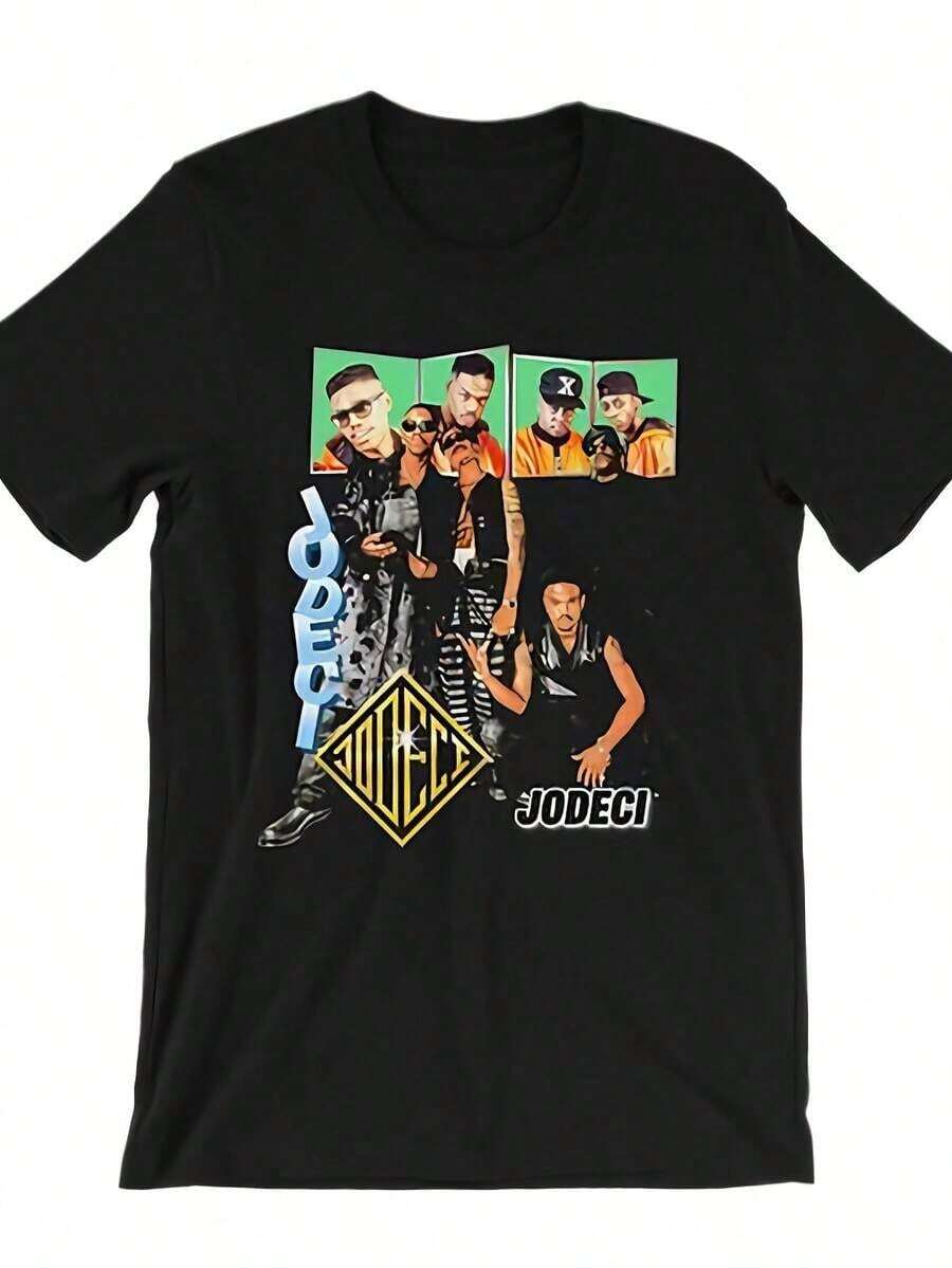 Camiseta Gráfica Vintage de la Banda Jodeci para Hombre - Camiseta Retro R&B de Talla Grande con Fotos de los Miembros y Logotipo, Camiseta Casual de Manga Corta y Cuello Redondo para Hombre (Tallas S-5XL) - Ropa para Fanáticos de la Música de los 90, Tallas Grandes, Ropa para Hombres Altos y Corpulentos, Ropa para Hombres Altos y Corpulentos - Negro - Ver 1