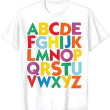 Colorido letras majusculas alfabeto Aprender hombre y mujer camiseta - Blanco - Ver 1