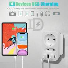 HITRENDS 4-In-1 Multi-Function Wall Adapter With 3 USB Ports + 1 USB-C Port, Portable Wall Adapter, 5V/3.1A Fast Charging – Compact Cubic Design, Overvoltage And Short Circuit Protection, Suitable For Home, Office, And Travel. - View 5
