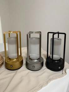 1件裝現代極簡設計無線宿舍臥室照明燈，壓克力材質，USB充電式大容量18650-2000mAh電池長效使用，觸控三色無段調光，桌面裝飾氛圍柔光燈，黑色/銀色/金色可選，餐桌吧檯床頭十字夜燈，節日禮物燈 - 均碼 - 查看 4