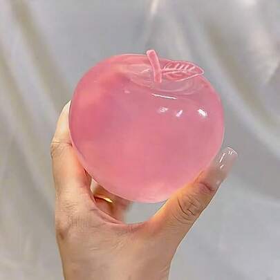 1 pieza - Manzana de goma transparente - Fruta realista - Rellena - Maleable - Buen tacto - Producto para aliviar el estrés - Juguete de apretar manzana - Decoración de escritorio - Regalo festivo - Regalo de Pascua - Regalo de San Valentín - Regalo de Navidad - Regalo de Halloween - Regalo - Presente - Juguete