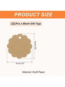 100pcs/Set White Blank Kraft Paper Gift Wrapping Tag With Scalloped Edge, Suitable For Wedding, Birthday Party Decor, Baking Cookie Packaging Label - Scalloped Shape - View 8