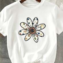 Women's T-Shirt With Minimalist Bear Design And Text - 白色 - 查看 1