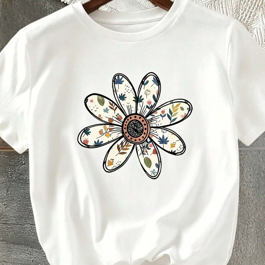 Women's T-Shirt With Minimalist Bear Design And Text - 白色 - 查看 1