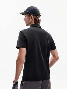 TECTOP 男士夏季 Polo 衫，透氣跑步短袖，適合戶外健身 T 恤，3 色運動款 - 黑色 - 查看 3