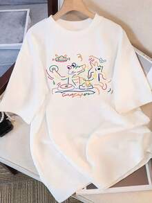 playeras de mujerWomen's Pure T-Shirt - Loose Fit Casual Everyday Top with Round Neck - Soft Breathable Tee for Women & Teens - All-Season Everyday Essential Wardrobe Staple, Relaxed Outfit, Playful Print, Comfortable Material, Short Sleeve Shirt, Clothingblusas casuales para dama - Blanco - Ver 7