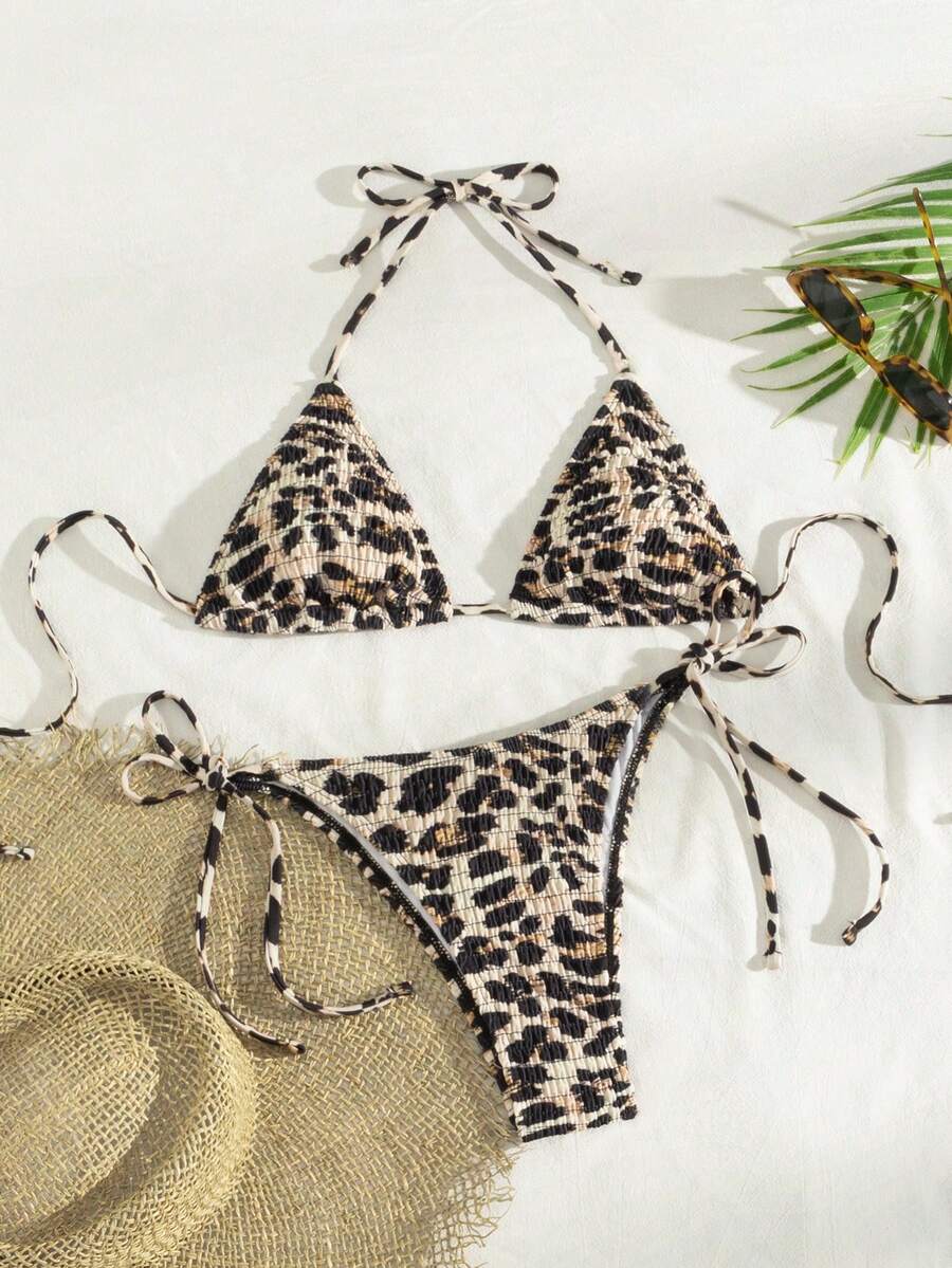 Sexy Bikini For Women 2026, Leopard Print With Ruched Effect And Triangle Cups – Swimsuit - JY540-CO - 查看 1