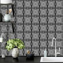10pcs Decorative Vinyl Floor Stickers, Home Decor Wall Stickers, Black & White Floral Pattern, Self-Adhesive Waterproof Removable, Suitable For Kitchen, Bathroom, Toilet Walls And Floors - 10Pcs - View 1