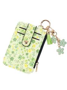1pc Countryside Floral Card Holder & Keychain, Macaron Color Ditsy Floral Card Case With Flower Pendant And Tassel Design, Convenient Storage For Cards, Fashion Accessory For Women - Multicolor - View 15