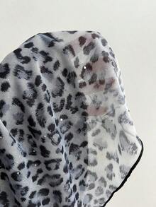 Top de mujer con estampado de leopardo y dobladillo asimétrico con encaje - Gris - Ver 6