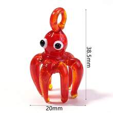 1个琉璃3D海洋动物吊坠，逼真可爱彩色青蛙、章鱼、虾形挂件，适合DIY耳环、项链、手链、手机链、包包挂饰、珠宝制作配件 - 彩色 - 查看 15