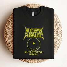 Women's T-Shirt With DTG/DTF Print - Nuclear Assault - Mutants For Nukes - Sizes S, M, L, XL, 2XL, 3XL, 4XL, 5XL, 6XL, 7XL - Oversized - 黑色 - 查看 3