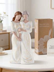 Eternal Mother-Daughter Sculpture, White Dress Resin Statue, Heartfelt Mother's Day Gift, Home Decor Collectible, Gift For Mom - Multiple Styles - View 2