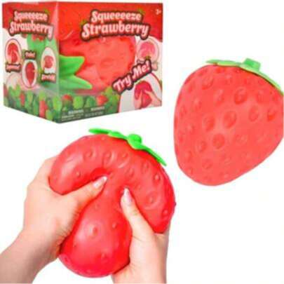 1 pieza Fresa gigante apretable de color aleatorio, doble felicidad, doble alivio del estrés, liberación de humor instantánea, Needo, queso apretable, bollo apretable, juguete antiestrés