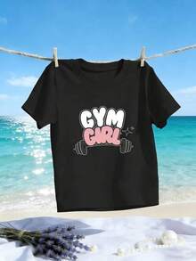 1 Piece Unisex Loose Fit T-Shirt 180g 100% Pure Cotton, Unique Gym Girl T-Shirt Y2K Design For Women Fitness Lovers, Perfect For Highlighting Your Style At The Gym And Showing Your Personality, Ideal For Fashionistas Looking For The Ultimate In Style And Comfort, Available Only In One Piece. Ideal For Everyday Wear, Festivals, Concerts And All Seasons - 黑色 - 查看 1