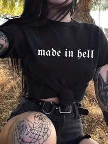 Women's Cotton T-Shirts. Unique Y2K Style T-Shirt With A Striking Made In Hell Design, Perfect For Standing Out On Any Occasion. Ideal For Lovers Of Alternative Fashion And Urban Style. A Must-Have In Your Wardrobe. You'll Be The Envy Of Everyone. World 2026 - Black - View 1