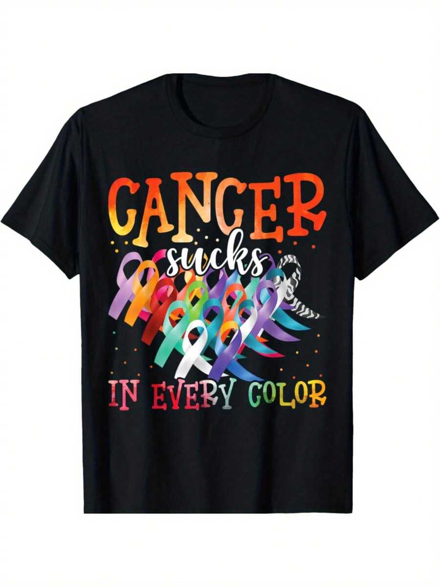 Fighting Cancer Is Difficult, Regardless Of Its Color; Wear This T-Shirt To Support This Cause. - Black - View 1