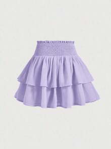 Nueva llegada Falda mini de cintura alta adelgazante tipo pastel, dulce y picante para mujeres en primavera - Púrpura malva - Ver 2